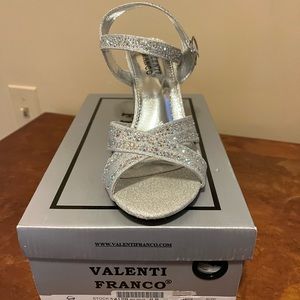 Silver block heel dress shoes